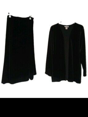 Jona Phan Logan Size 2X Black Velvet Skirt Suit